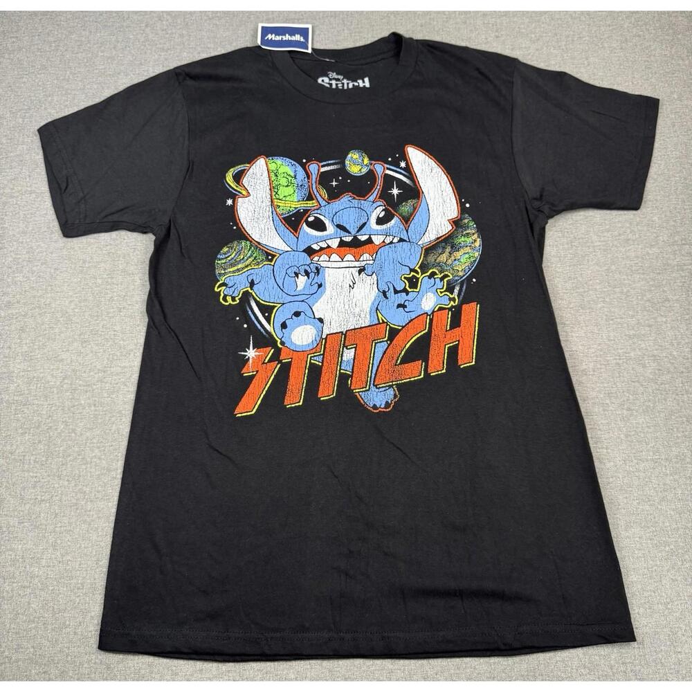 Disney Stitch Graphic T-Shirt Experiment 626 Space Design Black Size M New